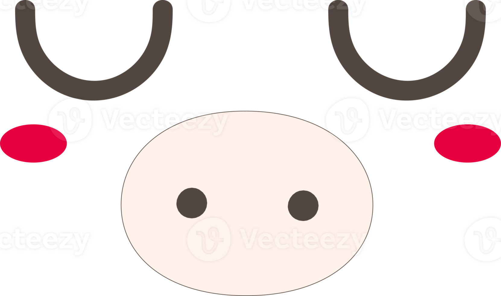 Pig calm face emoji illustration on transparent background. png
