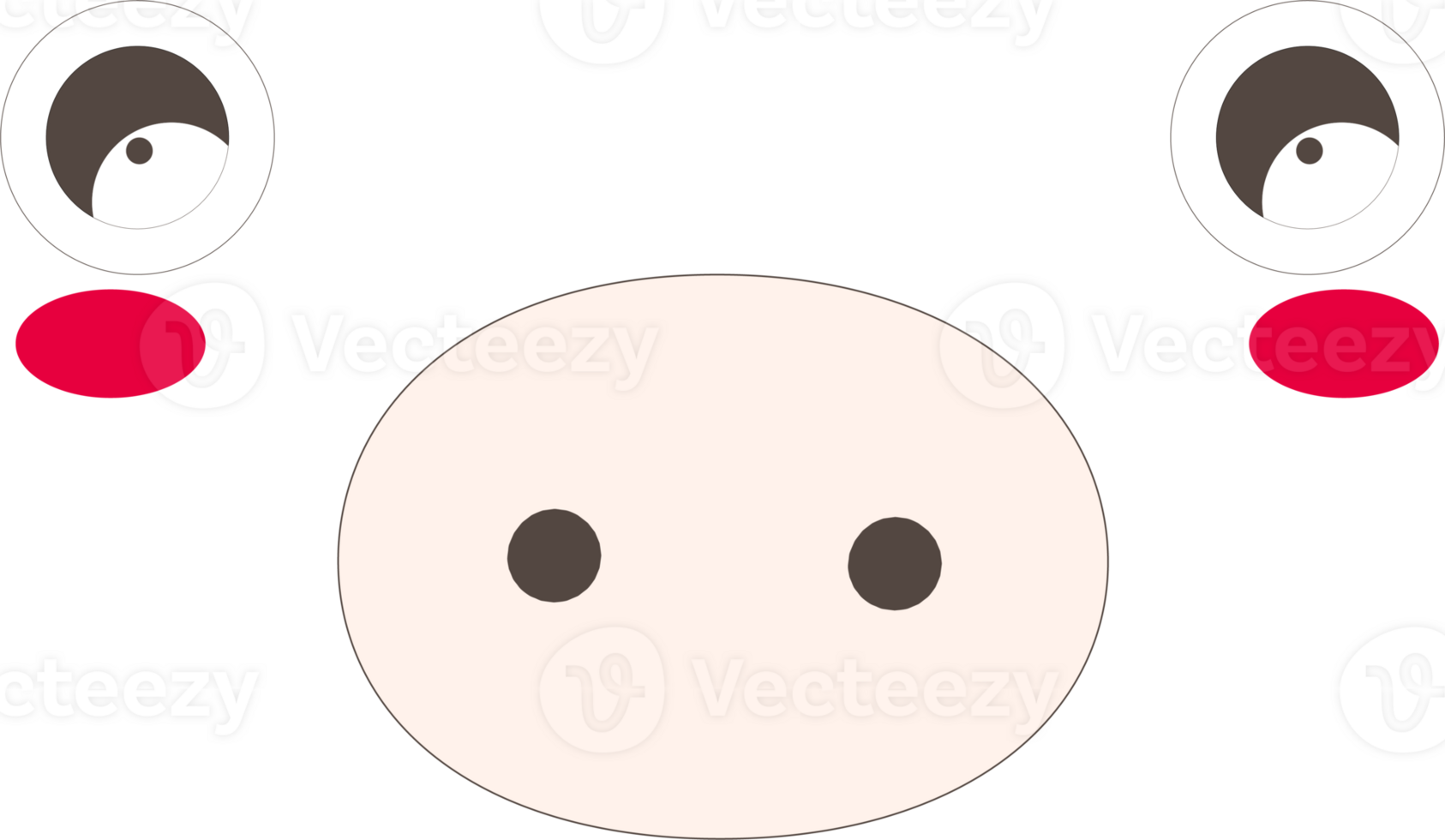 Pig happy face emoji illustration on transparent background. png