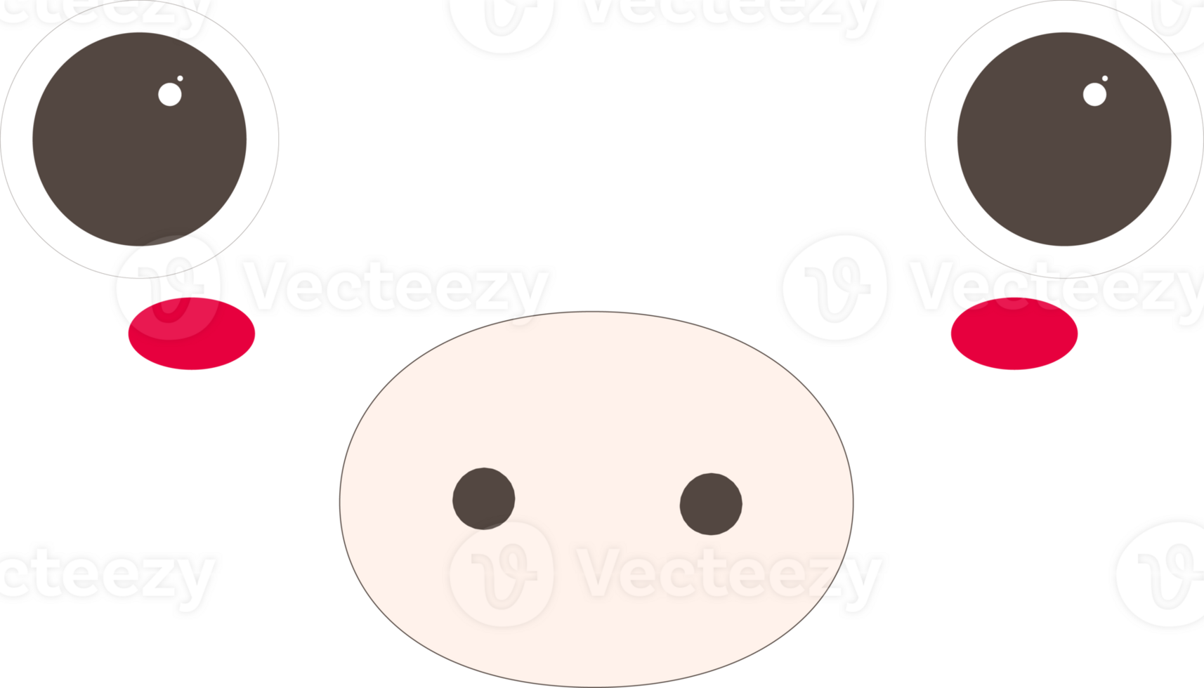 Pig happy face emoji illustration on transparent background. png