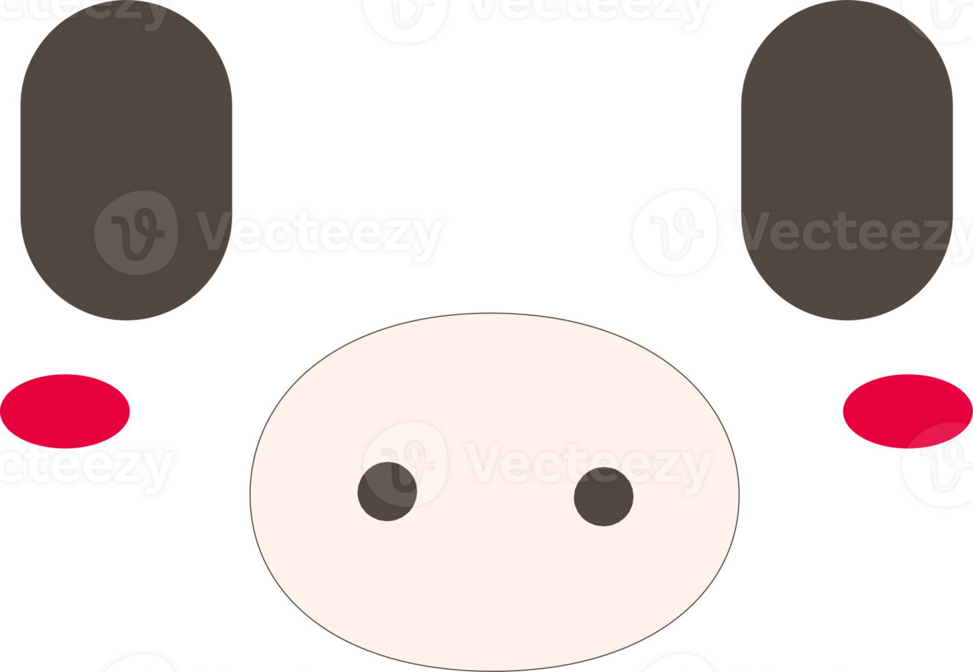 Pig happy face emoji illustration on transparent background. png