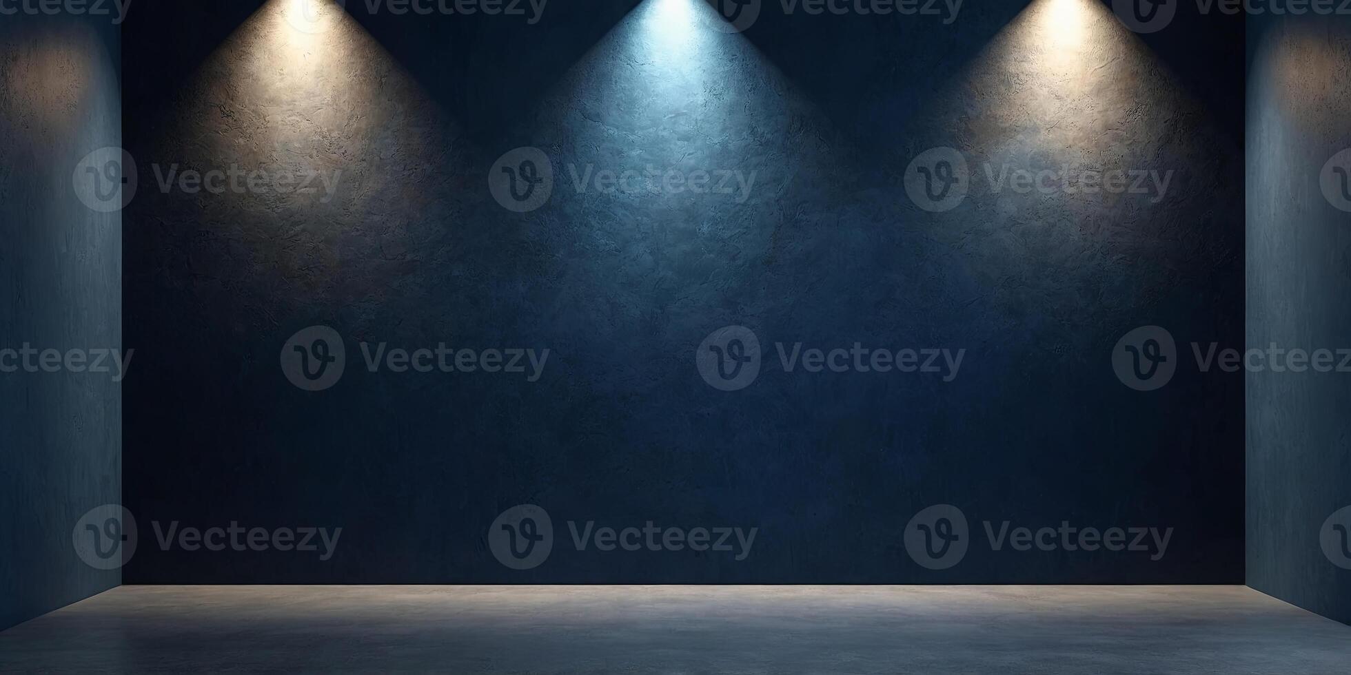 Minimalistic abstract background for product presentation Light on a dark blue wall. photo