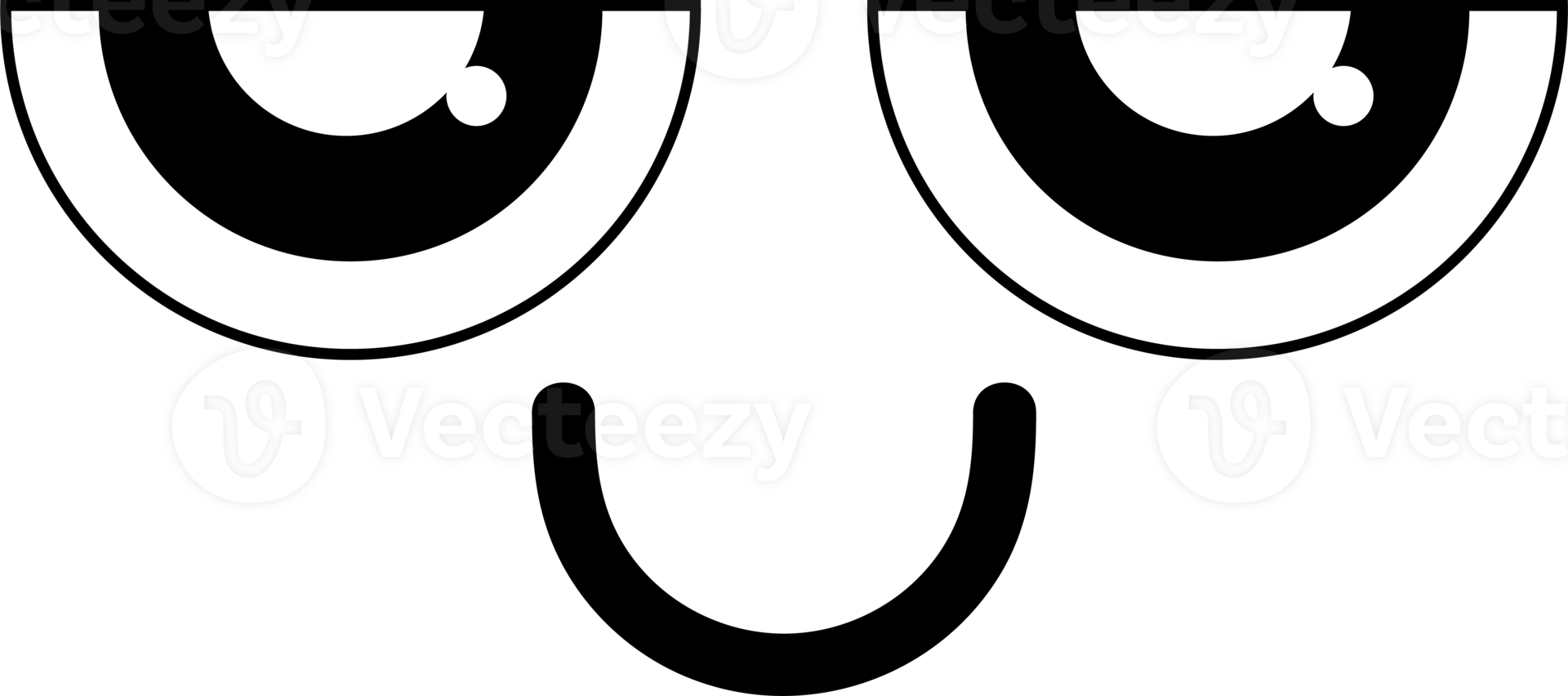 Cartoon happy face emoji illustration on transparent background. png