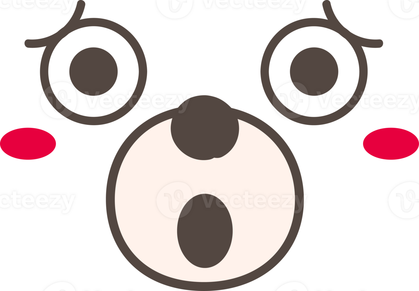 Pig surprised face emoji illustration on transparent background. png