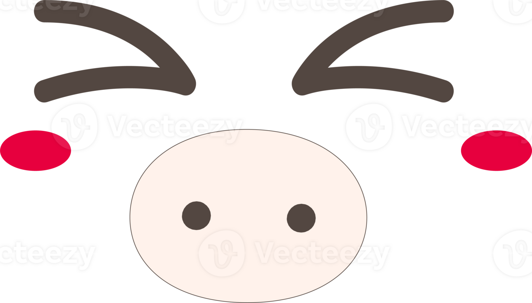 Pig happy face emoji illustration on transparent background. png