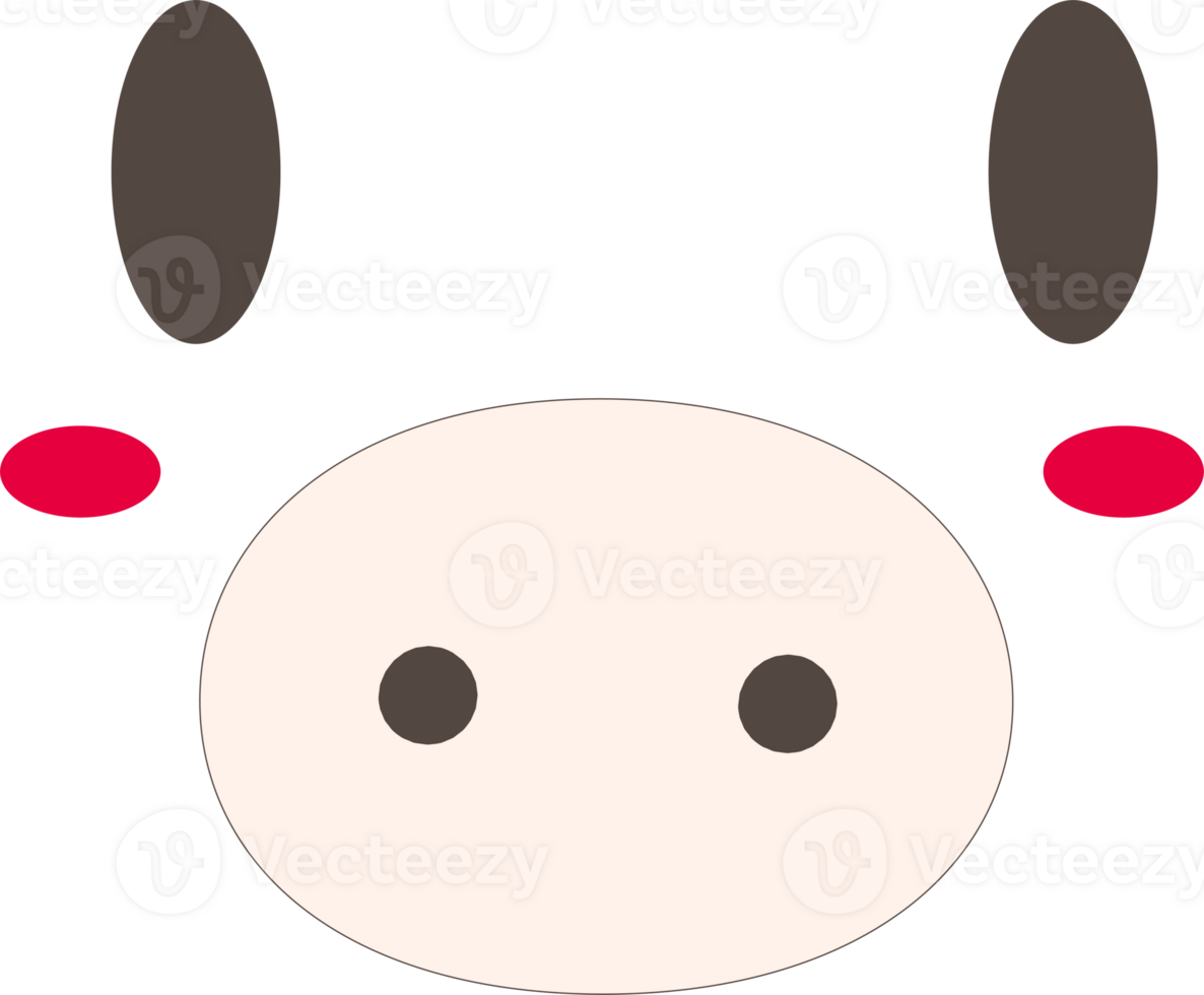 Pig happy face emoji illustration on transparent background. png
