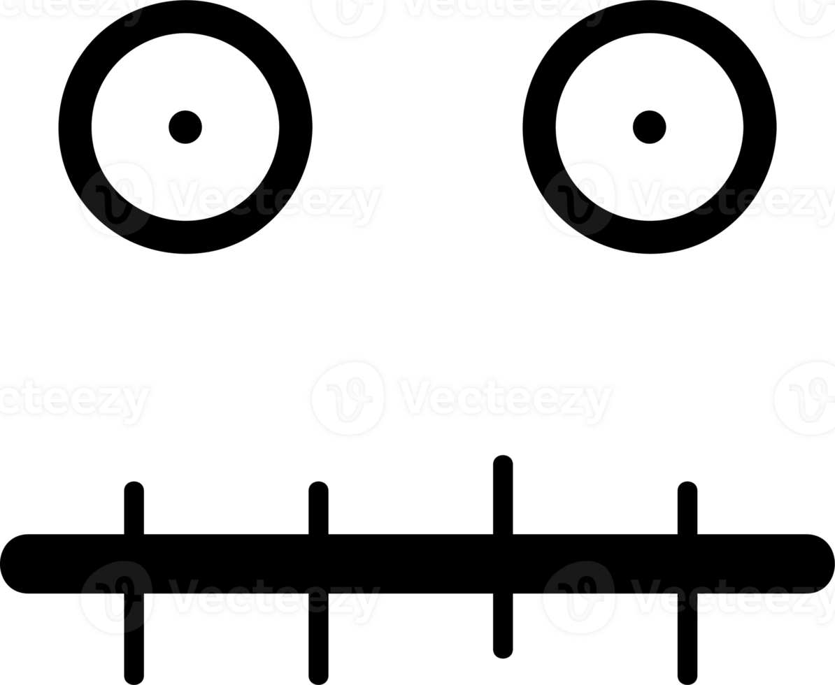 Cartoon sad face emoji illustration on transparent background. png