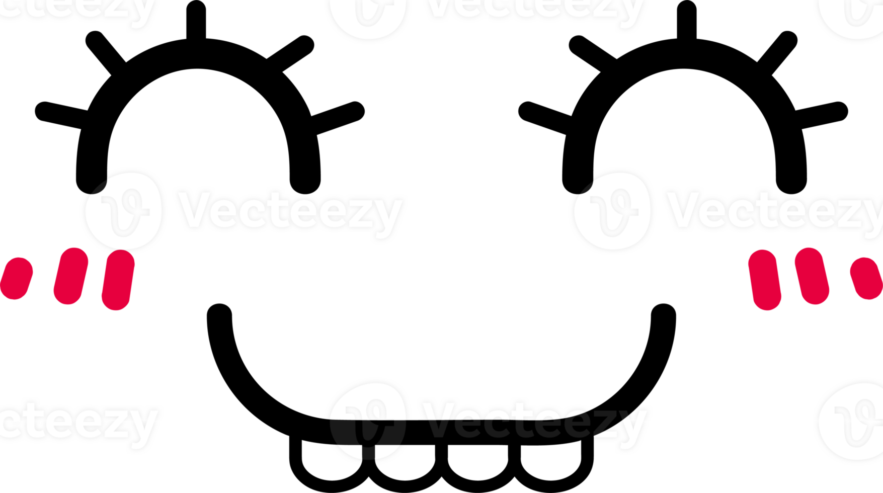 Cartoon shy face emoji illustration on transparent background. png