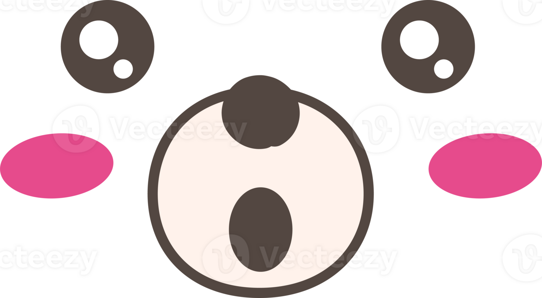 Pig surprised face emoji illustration on transparent background. png