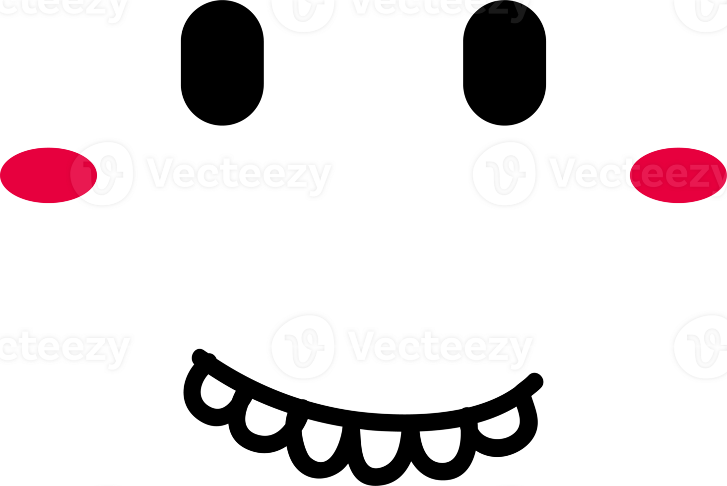 Cartoon shy face emoji illustration on transparent background. png