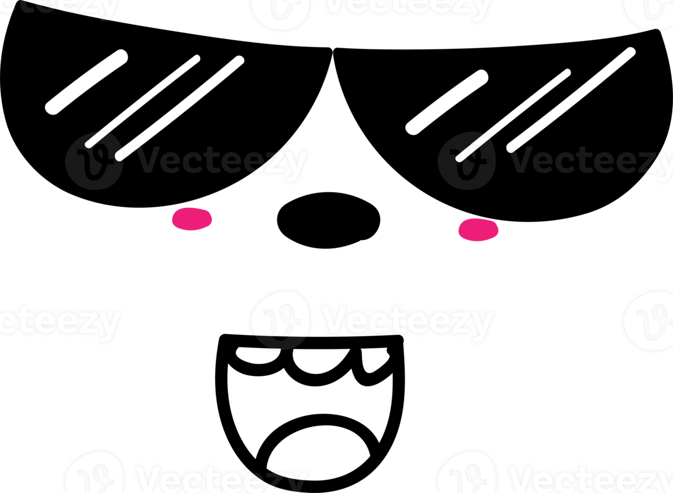 Cartoon cool face emoji illustration on transparent background. png
