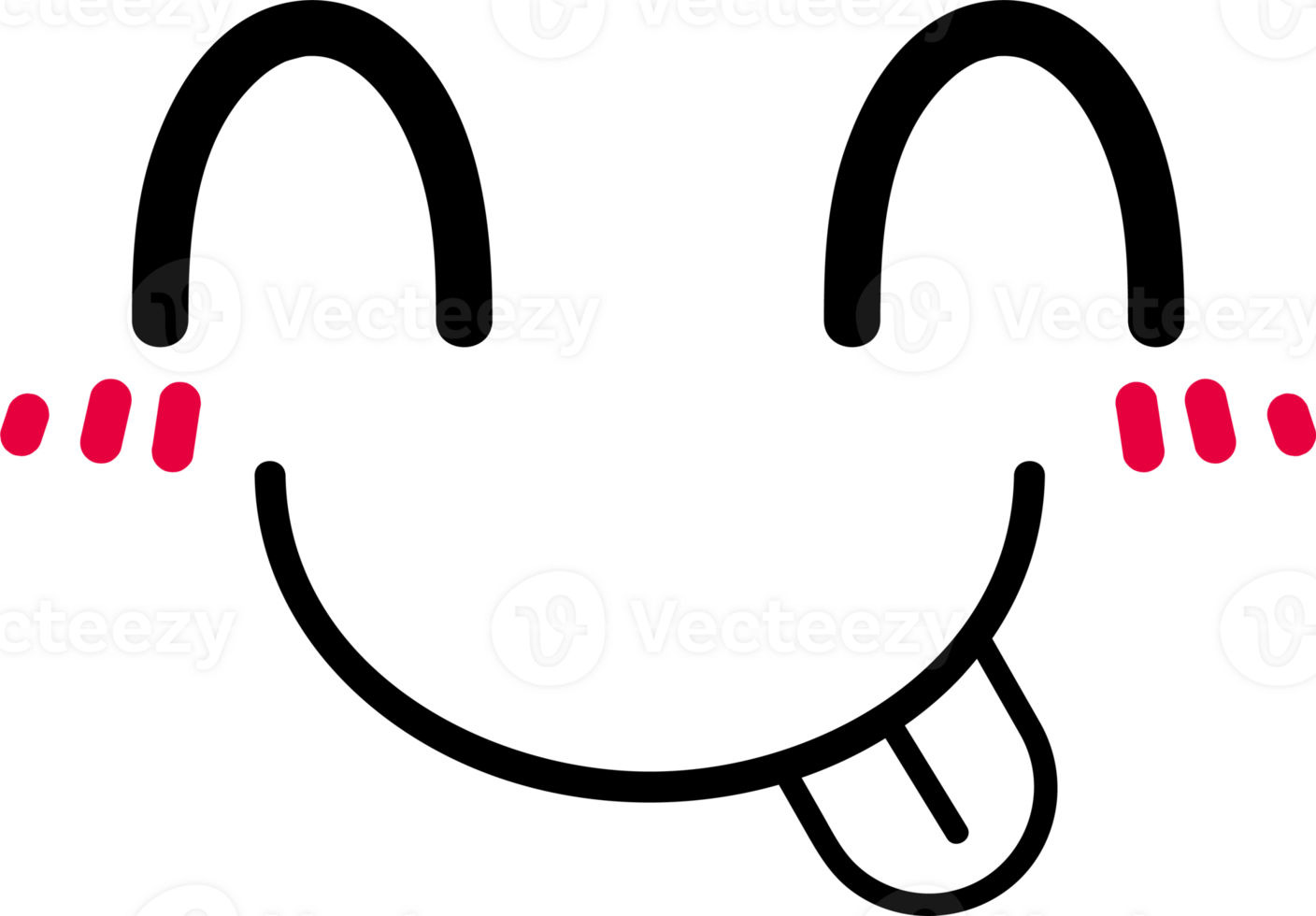 Silly face sticker illustration on transparent background. png
