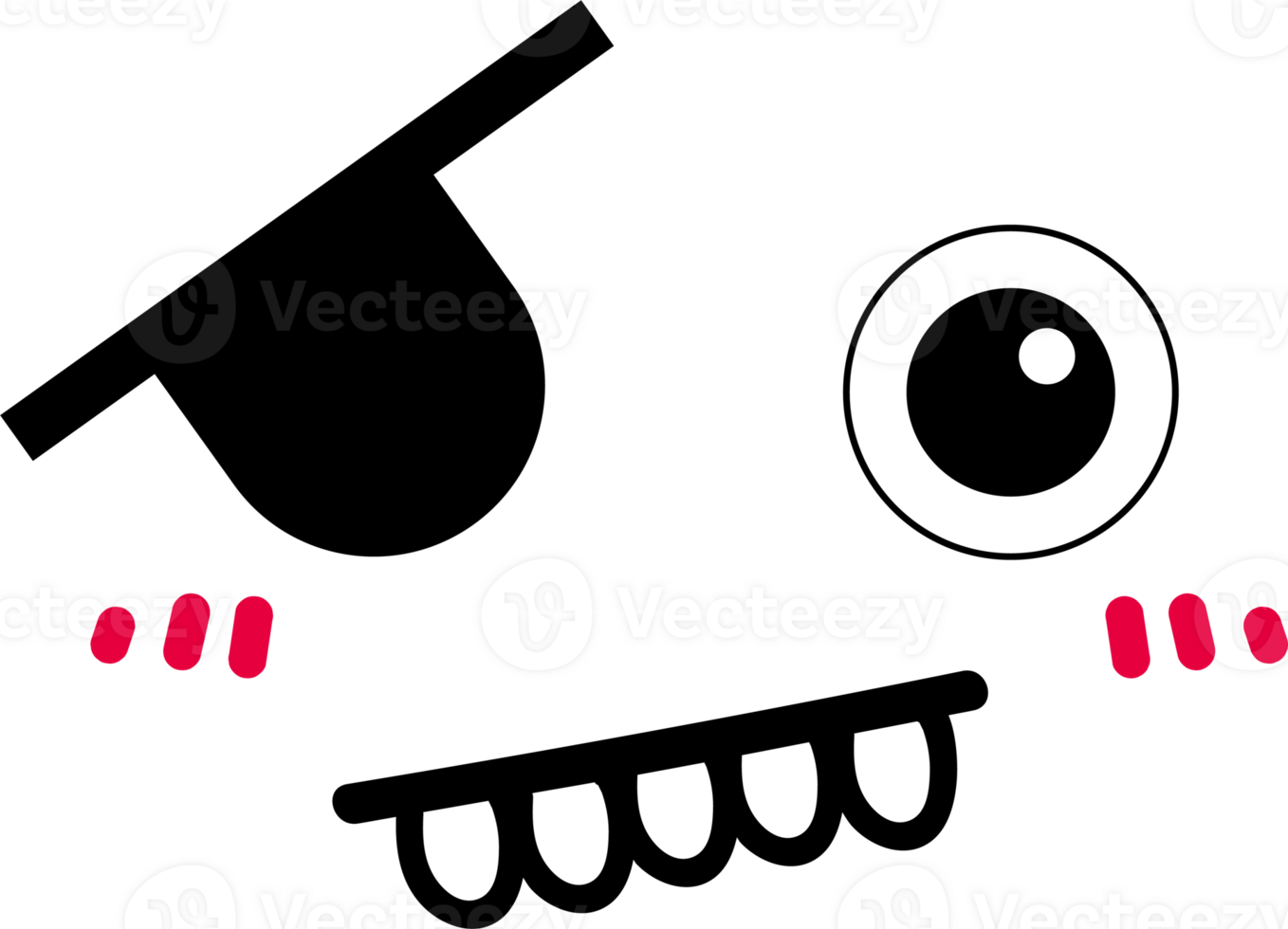 Cartoon shy face emoji illustration on transparent background. png