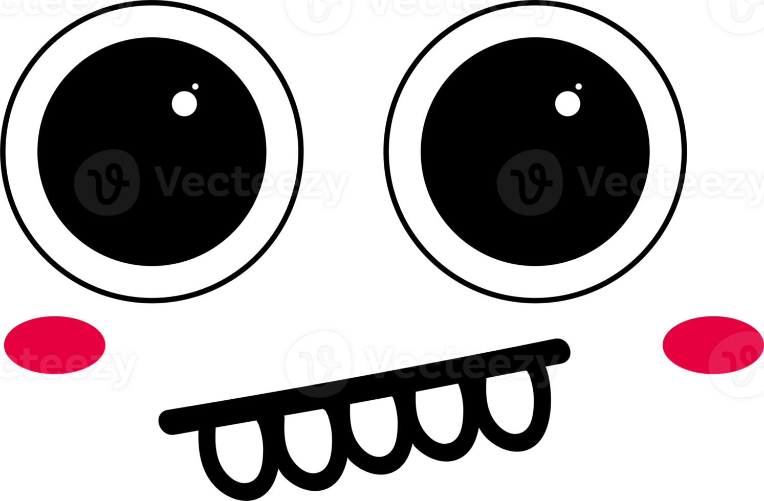 Cartoon shy face emoji illustration on transparent background. png