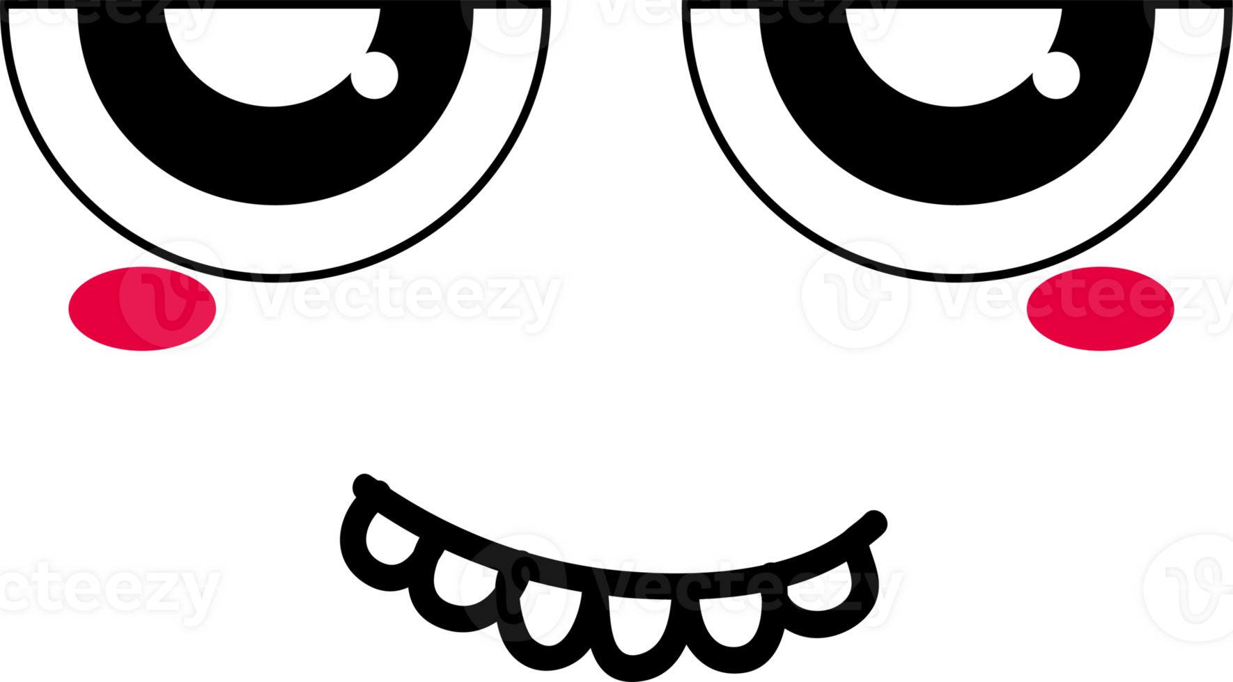 Cartoon shy face emoji illustration on transparent background. png