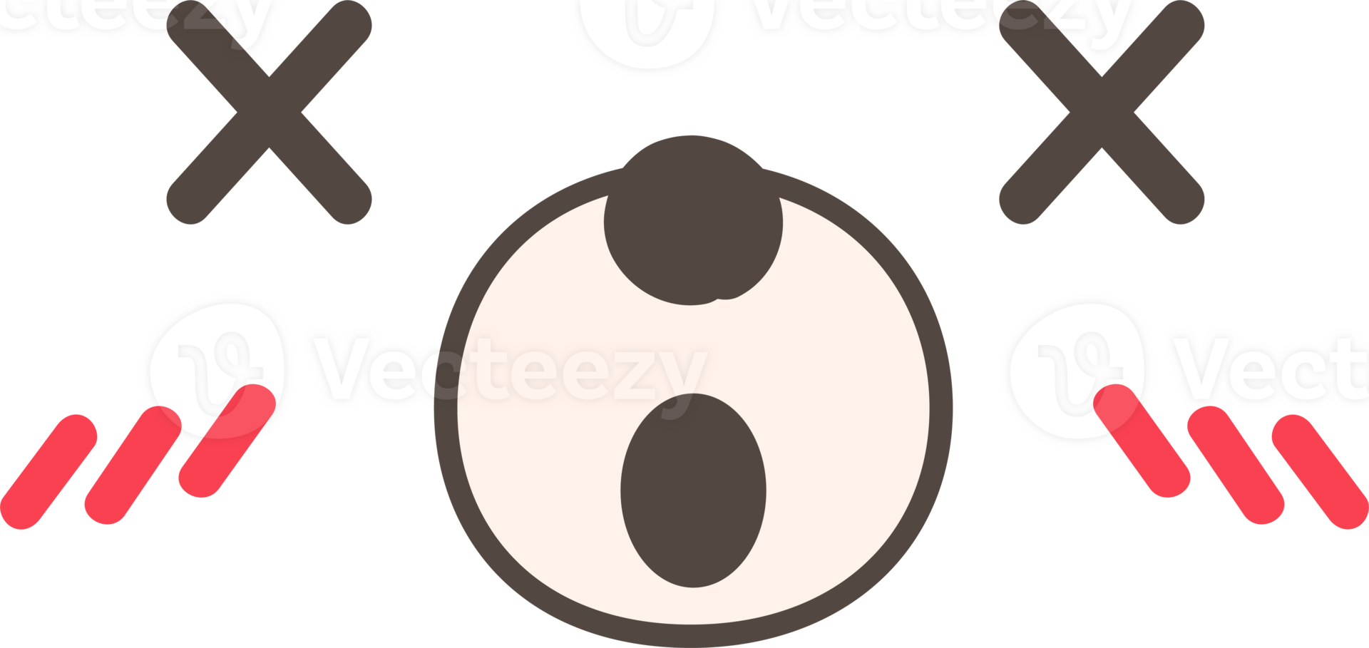 Pig surprised face emoji illustration on transparent background. png