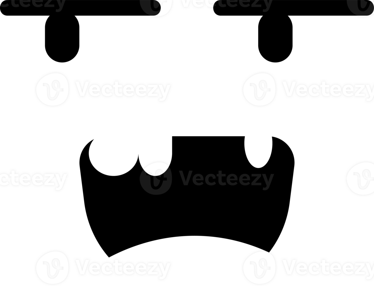 Cartoon excited face emoji illustration on transparent background. png