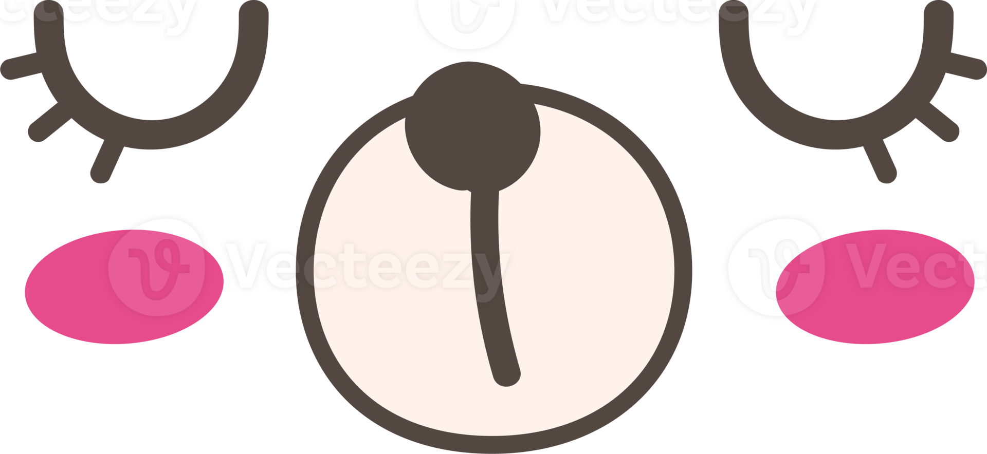 Bear calm face emoji illustration on transparent background. png
