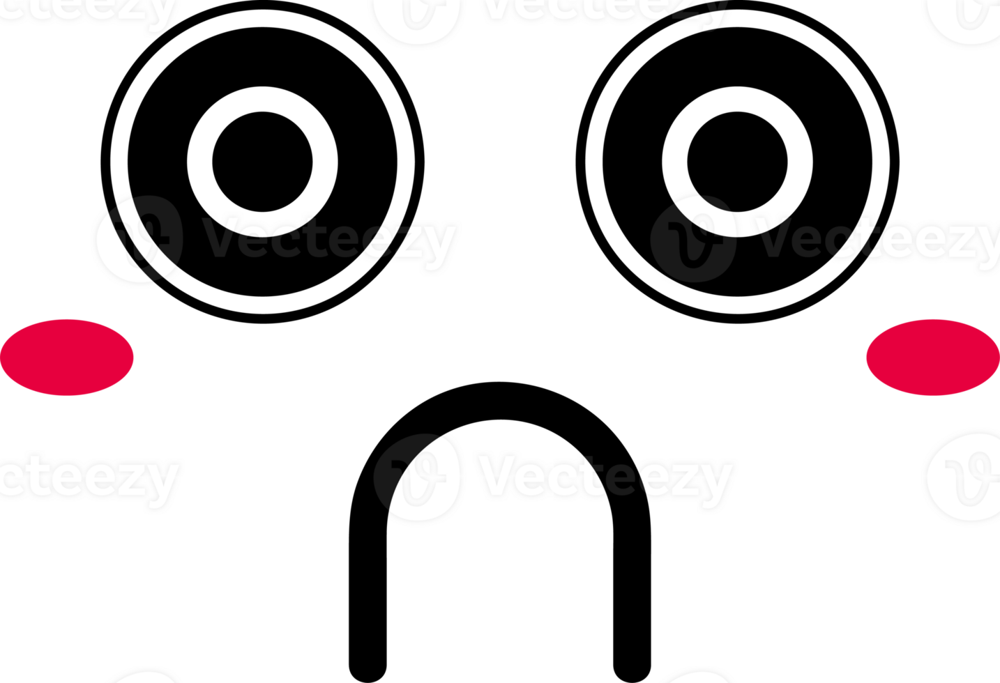 Cartoon sad face emoji illustration on transparent background. png