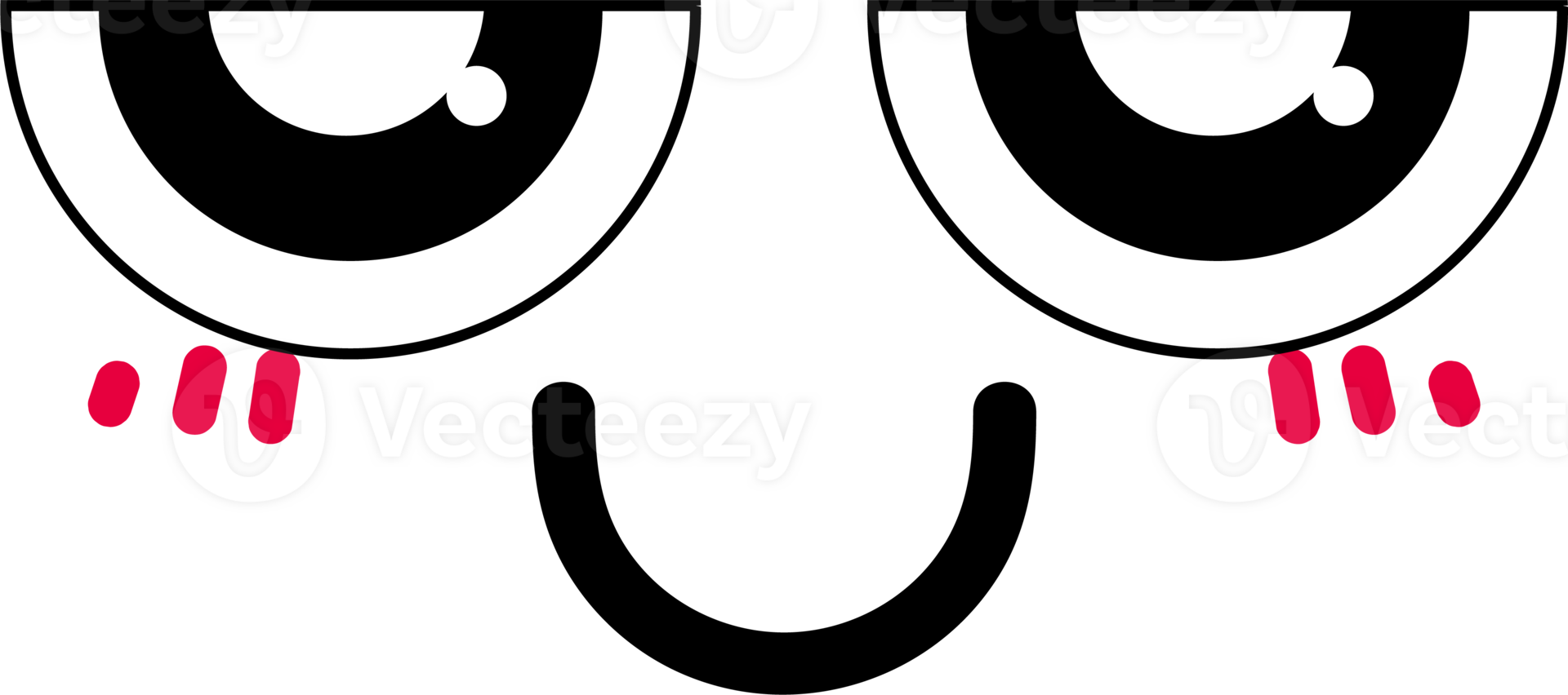 Cartoon shy face emoji illustration on transparent background. png