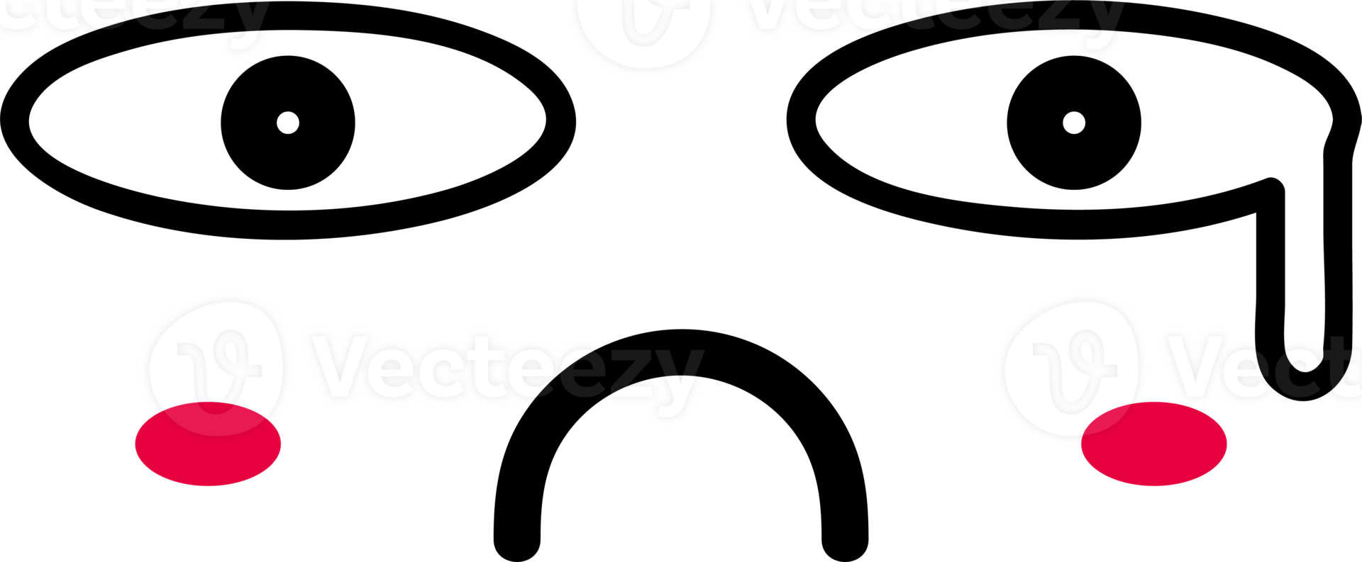 Cartoon cry face emoji illustration on transparent background. png