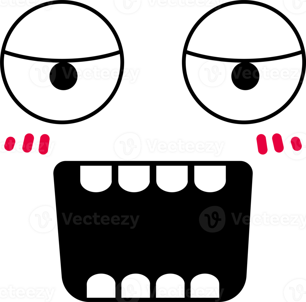 Cartoon shy face emoji illustration on transparent background. png