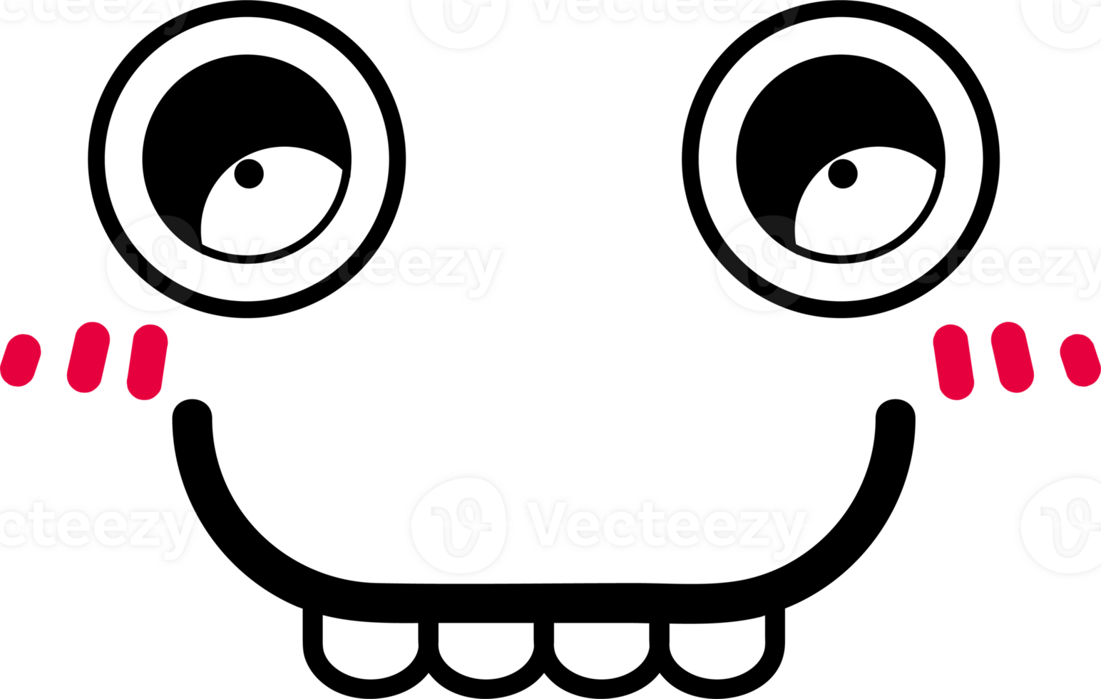 Cartoon shy face emoji illustration on transparent background. png