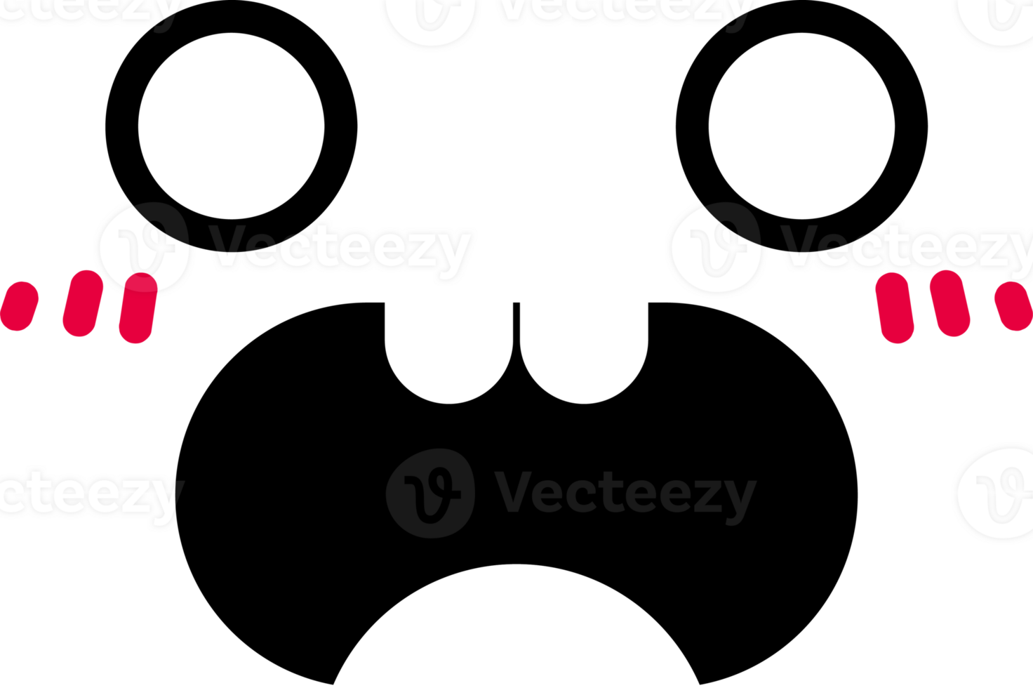 Cartoon surprised face emoji illustration on transparent background. png