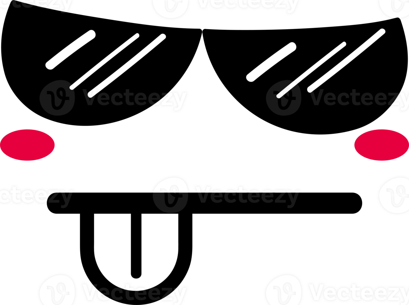 Cartoon cool face emoji illustration on transparent background. png