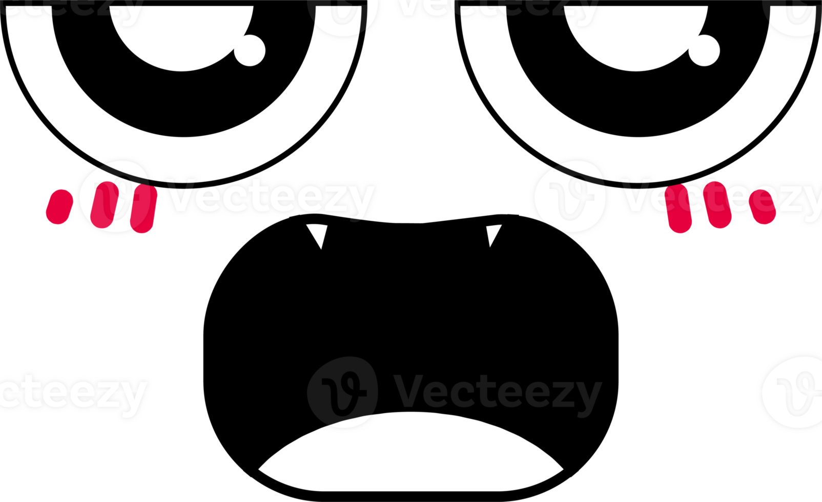 Cartoon excited face emoji illustration on transparent background. png