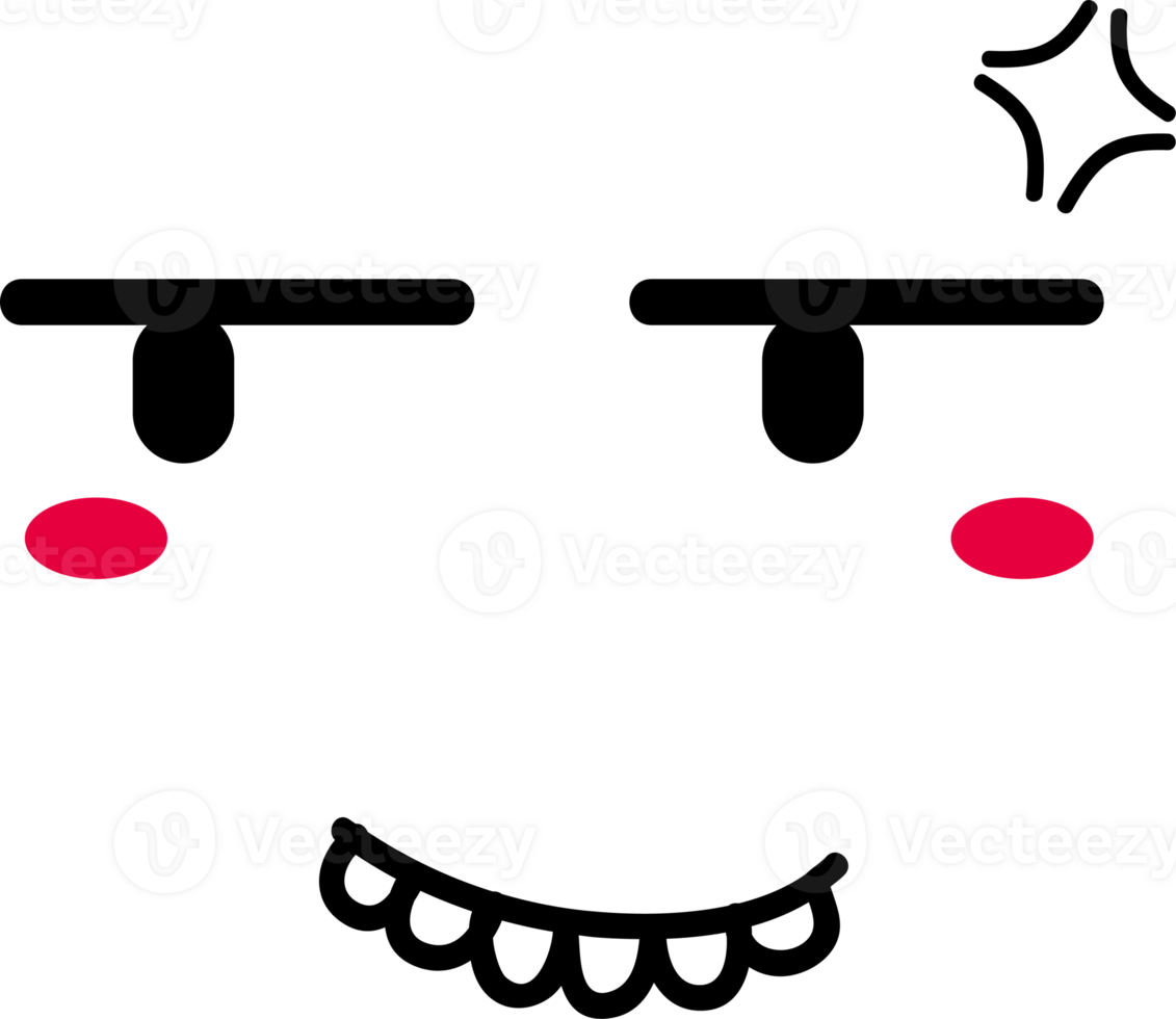 Cartoon angry face emoji illustration on transparent background. png