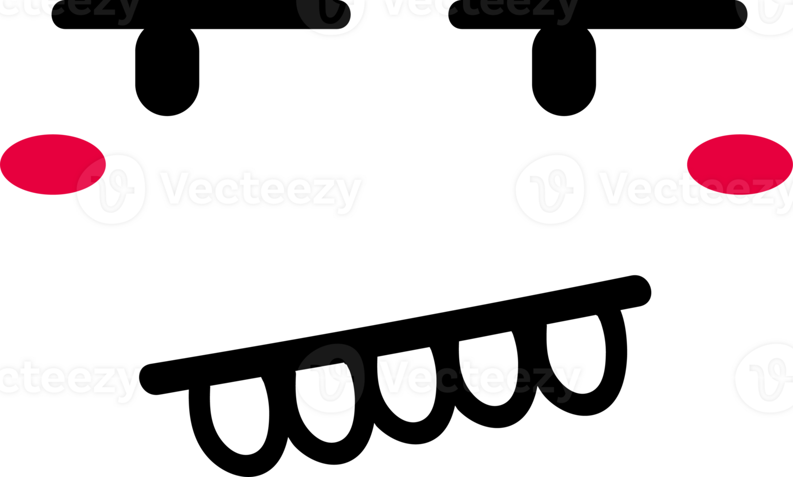 Cartoon bored face emoji illustration on transparent background. png