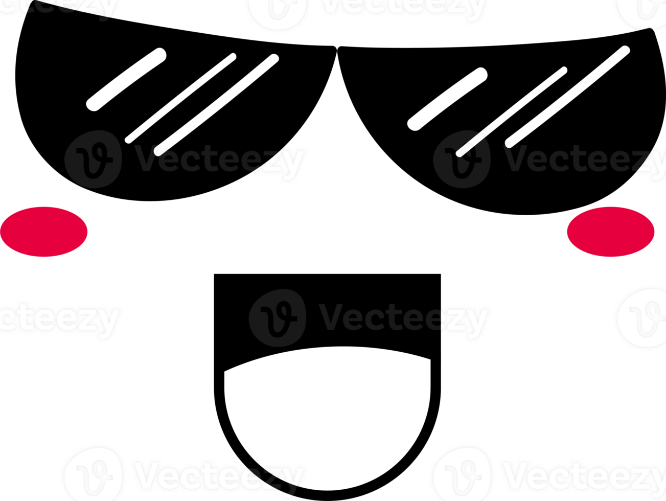Cartoon cool face emoji illustration on transparent background. png