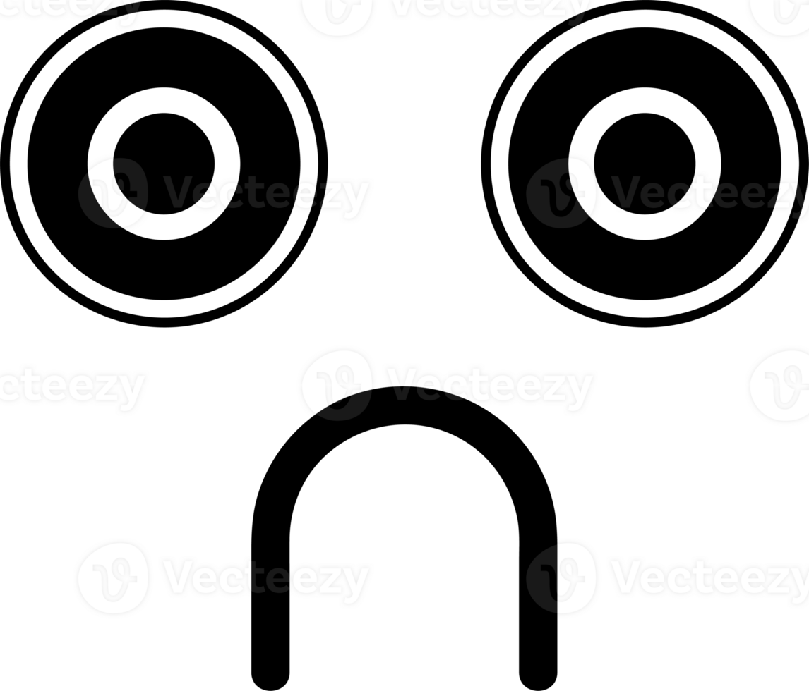 Cartoon sad face emoji illustration on transparent background. png