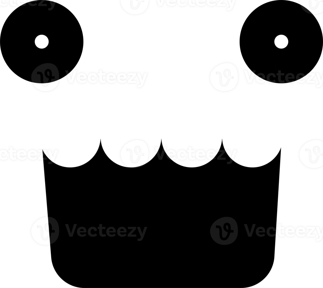 Cartoon excited face emoji illustration on transparent background. png