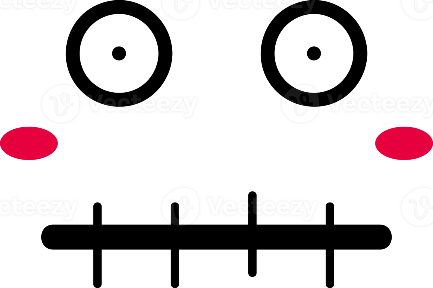 Cartoon shy face emoji illustration on transparent background. png