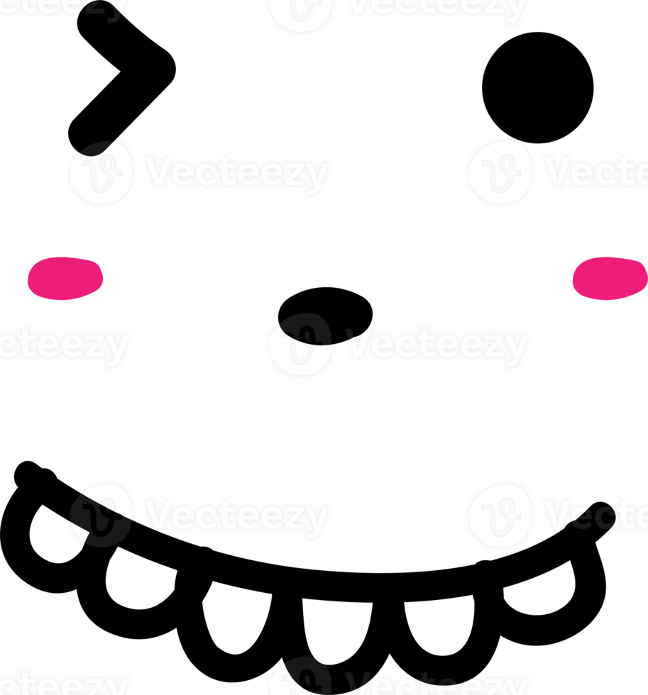 Cartoon wink face emoji illustration on transparent background. png