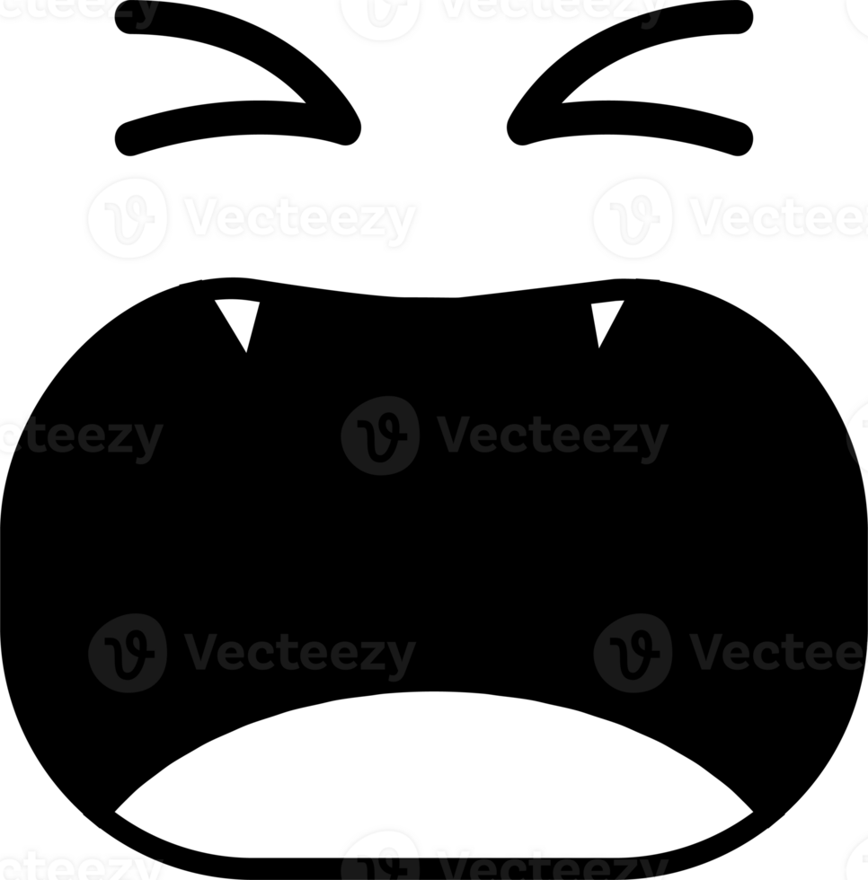 Cartoon excited face emoji illustration on transparent background. png