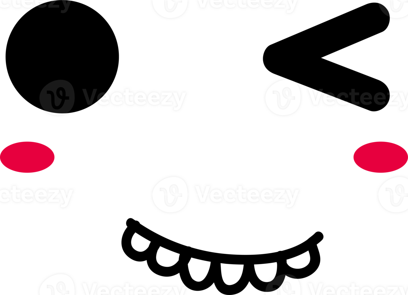 Cartoon wink face emoji illustration on transparent background. png