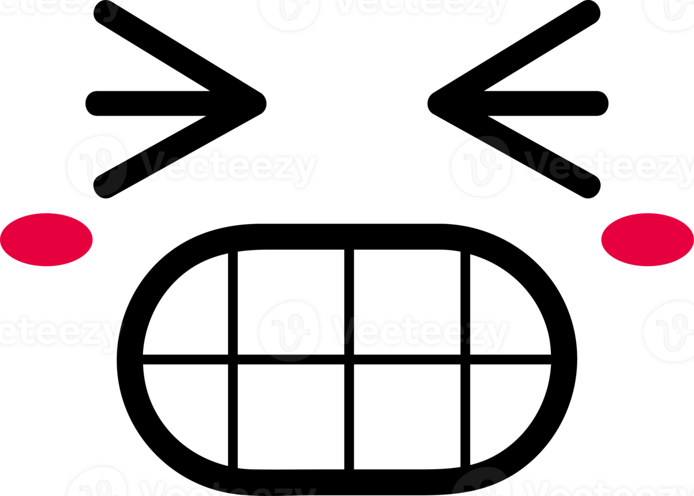 Cartoon shy face emoji illustration on transparent background. png