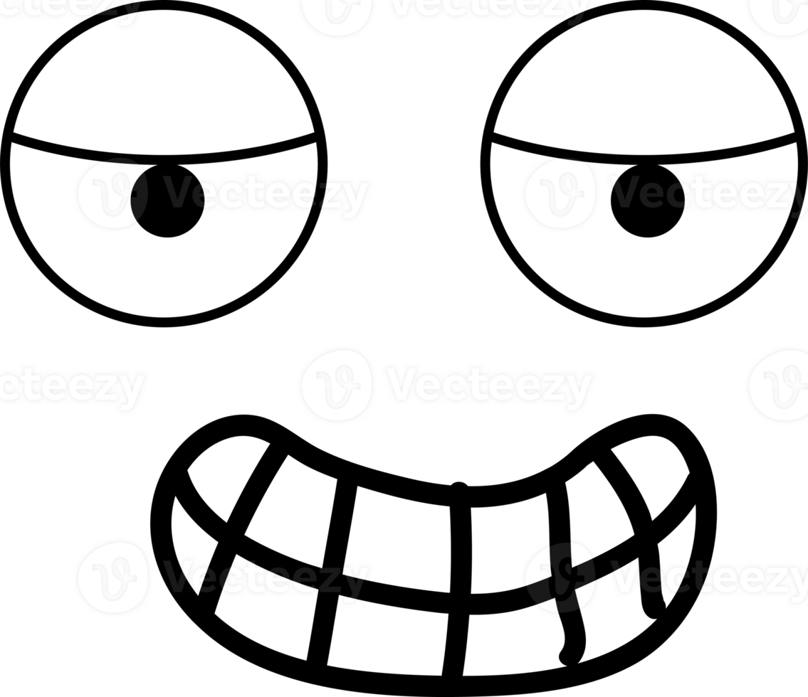 Cartoon smile face emoji illustration on transparent background. png
