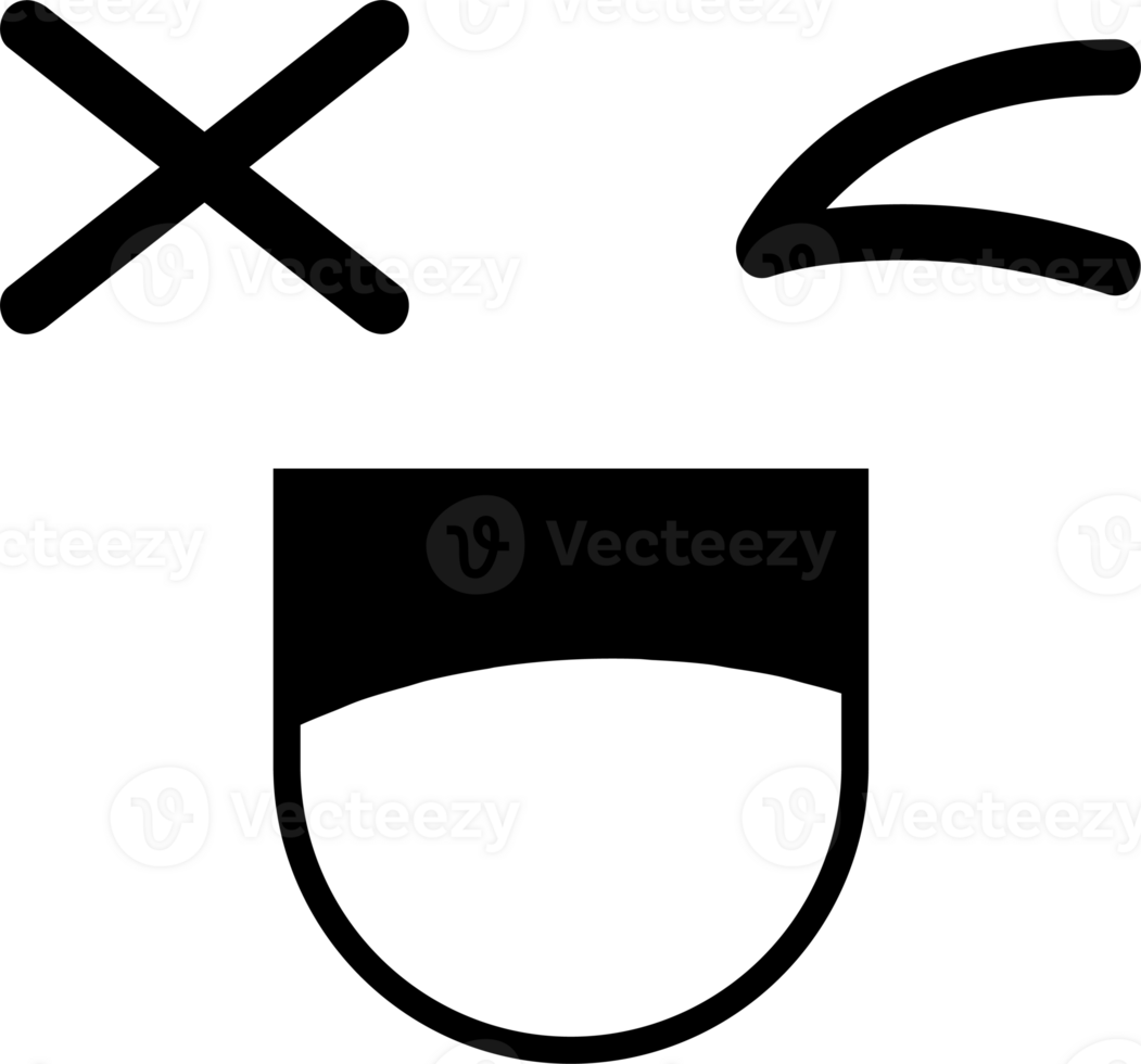 Cartoon wink face emoji illustration on transparent background. png