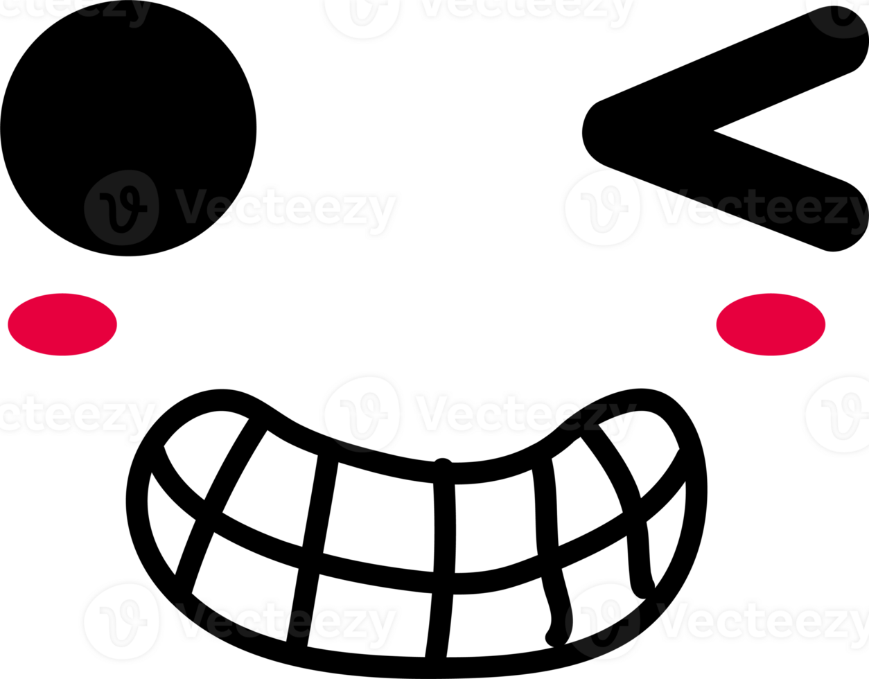 Cartoon wink face emoji illustration on transparent background. png