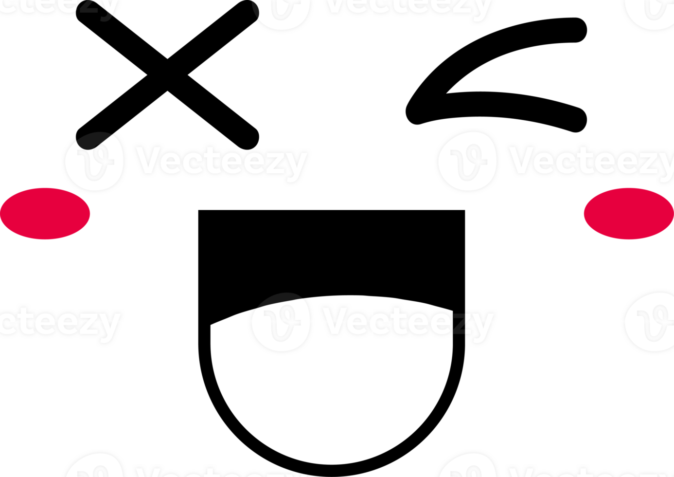 Cartoon wink face emoji illustration on transparent background. png