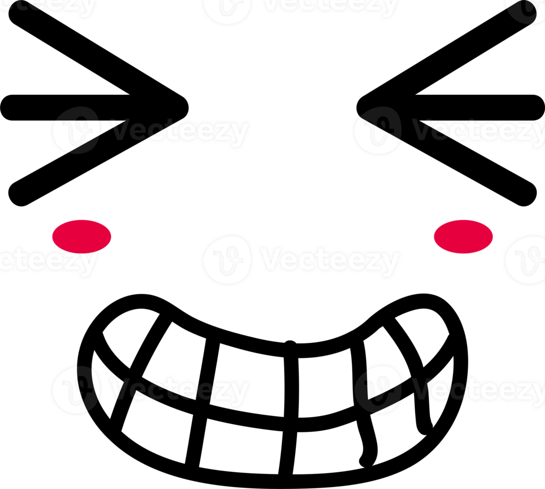 Cartoon shy face emoji illustration on transparent background. png