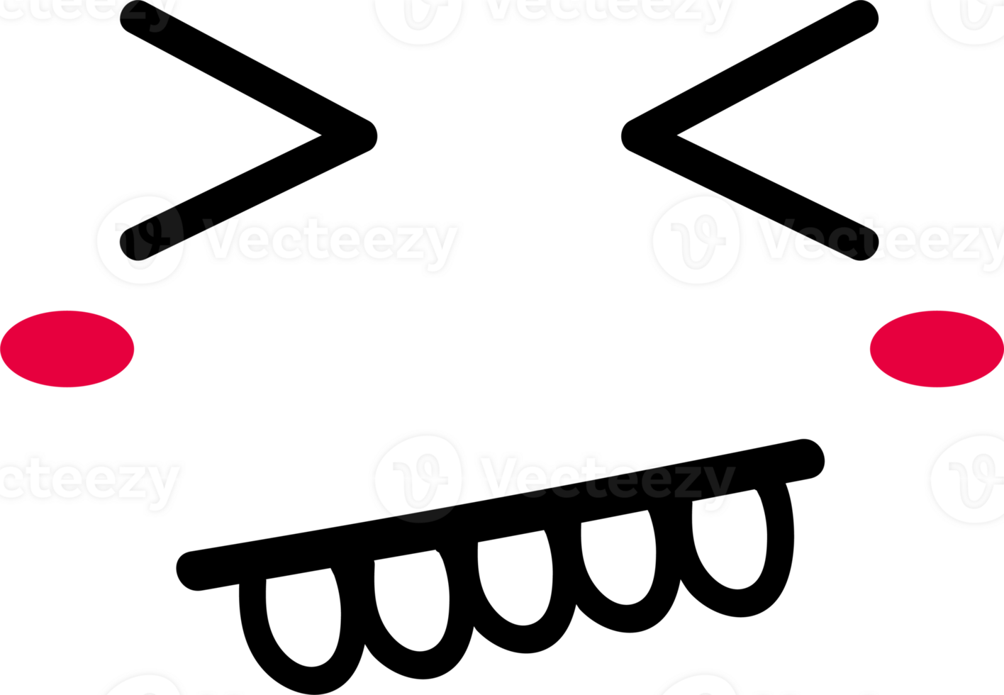 Cartoon shy face emoji illustration on transparent background. png