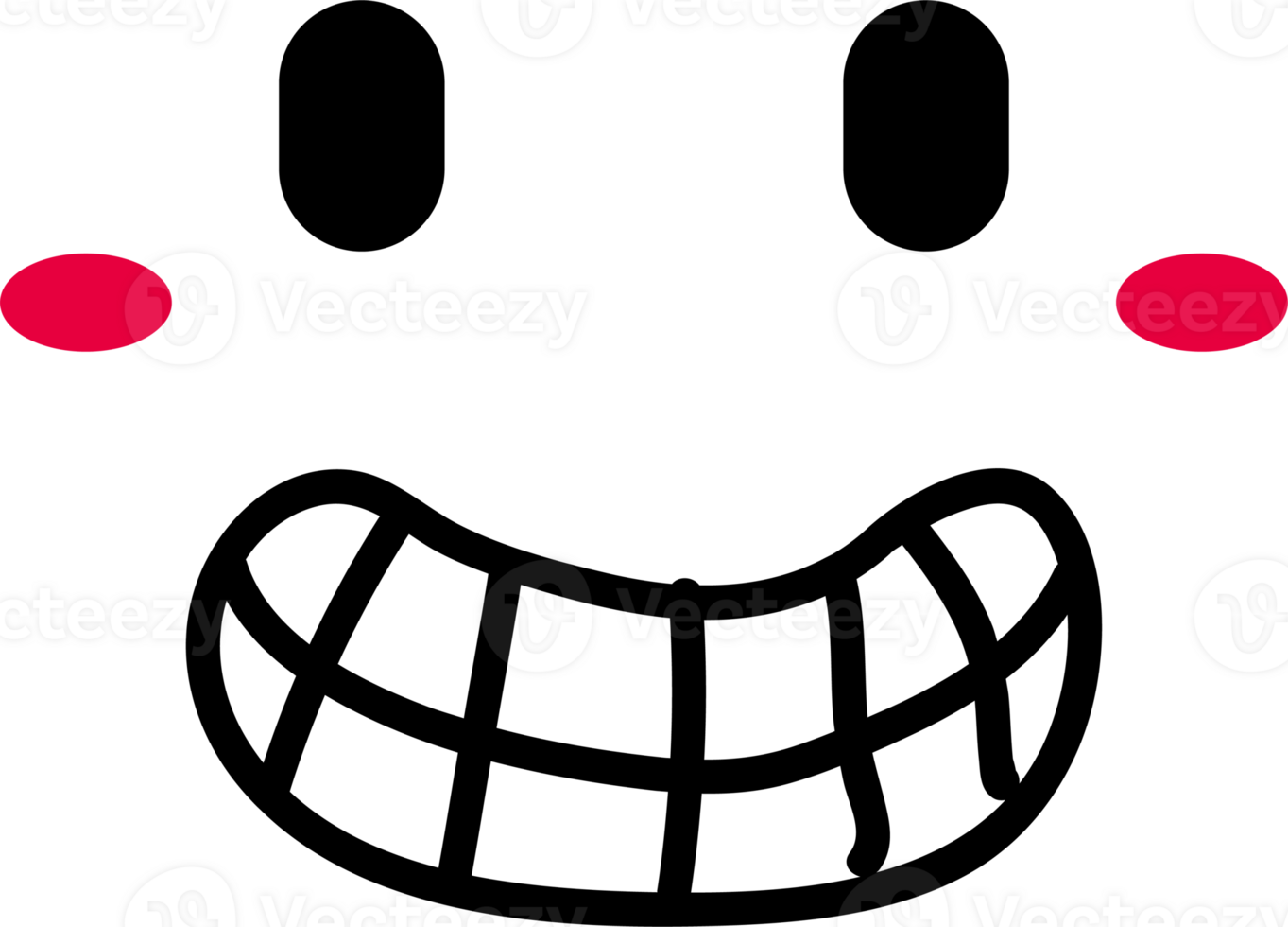 Cartoon smile face emoji illustration on transparent background. png