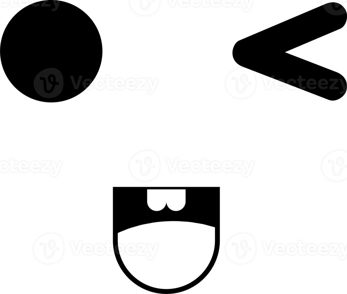 Wink face sticker illustration on transparent background. png