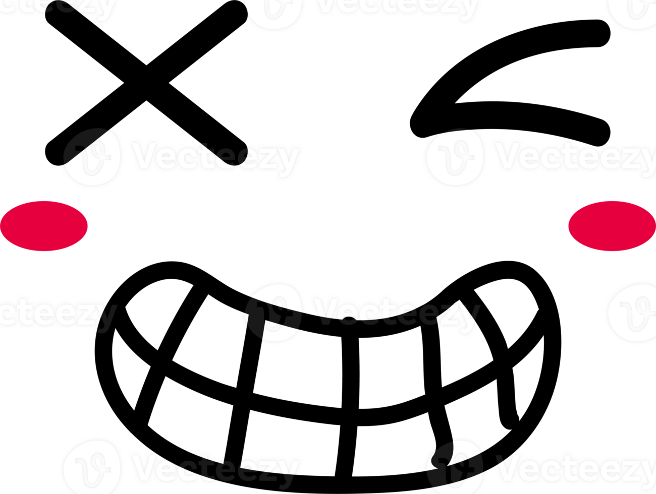 Cartoon wink face emoji illustration on transparent background. png