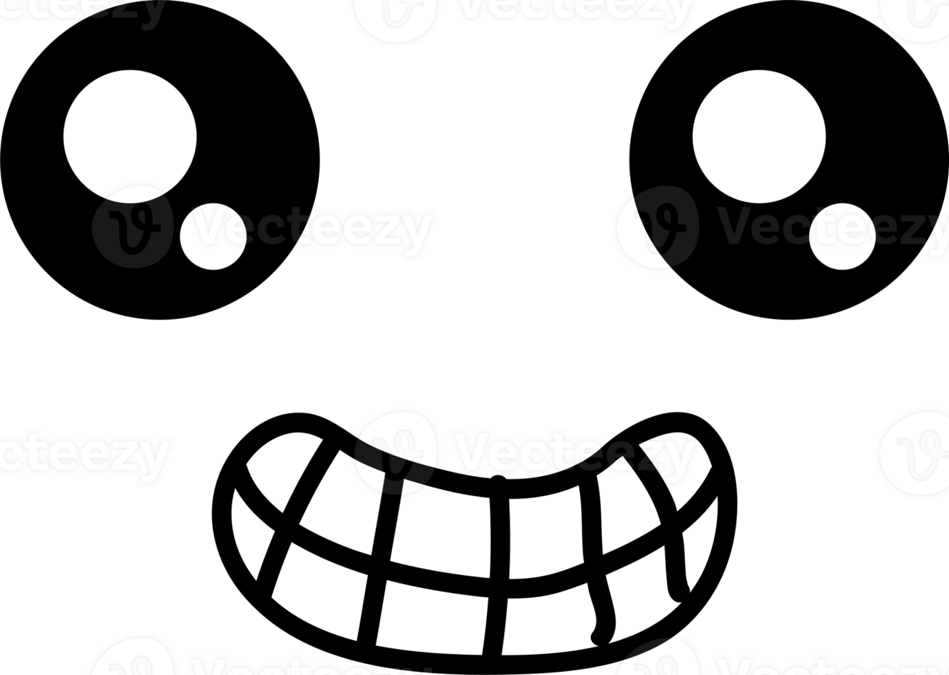 Cartoon smile face emoji illustration on transparent background. png