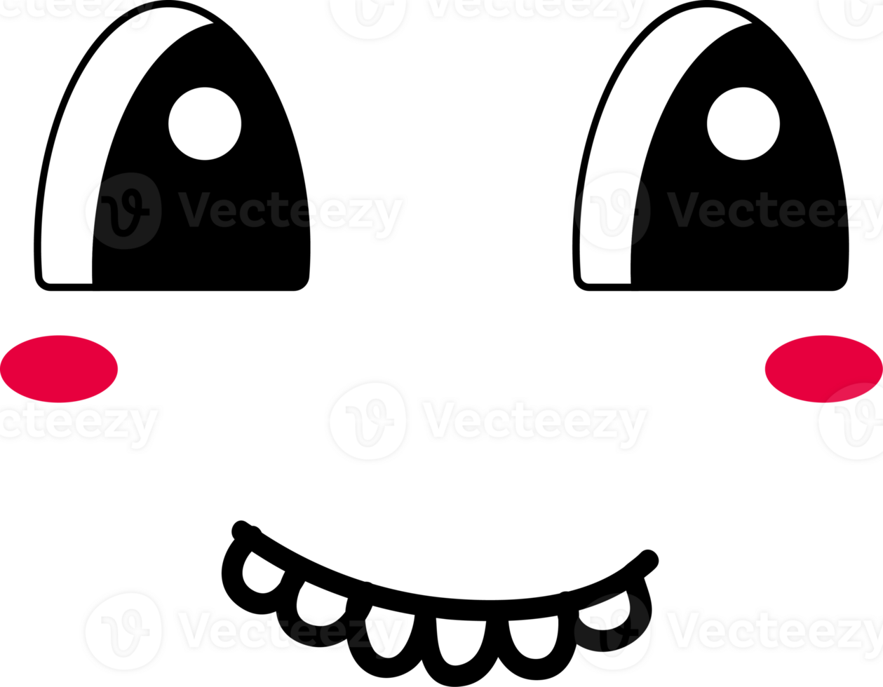 Cartoon smile face emoji illustration on transparent background. png